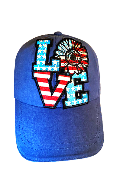 Love Red White and Blue Cap