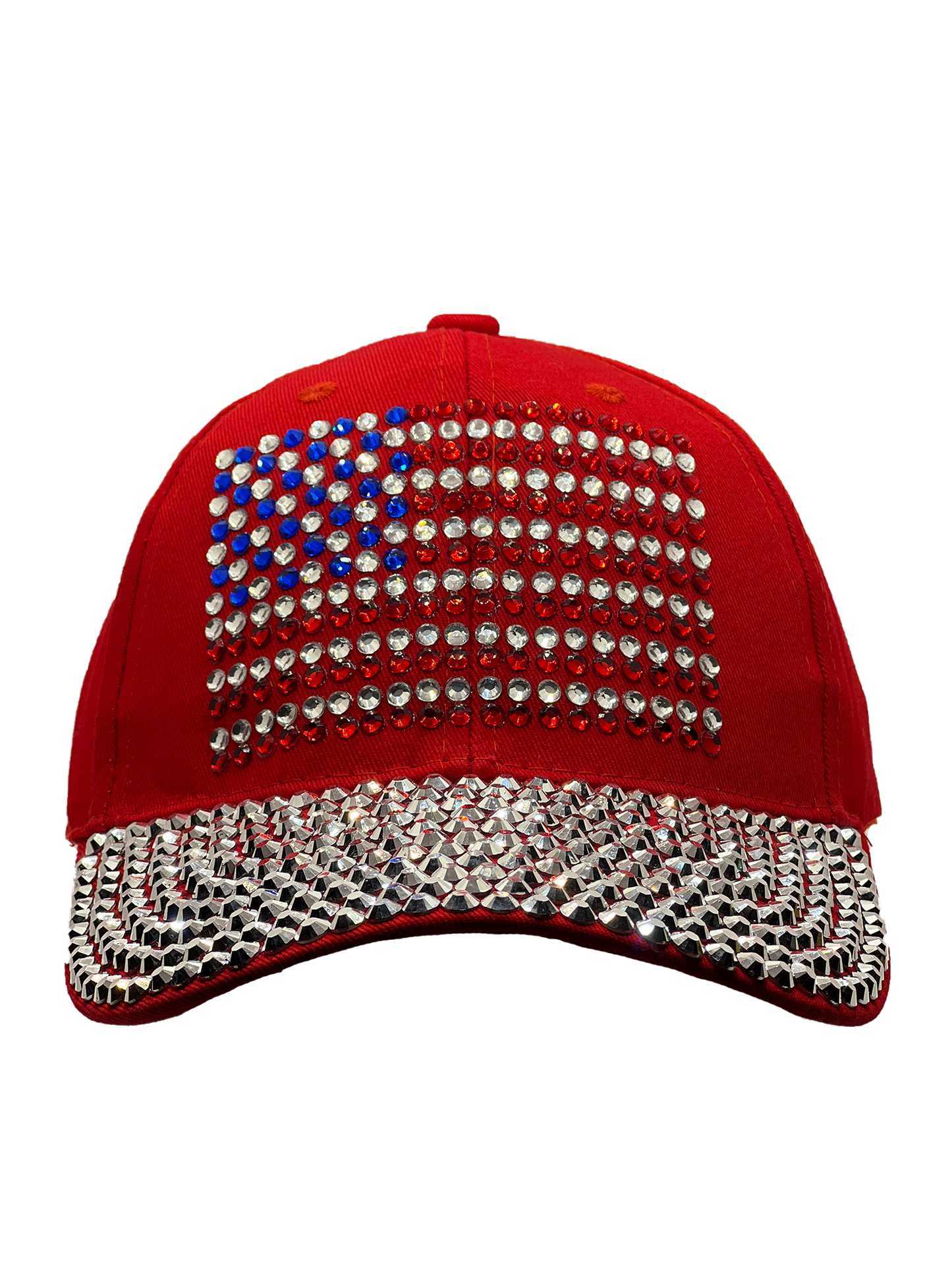 AMERICAN FLAG IN RWB CRYSTALS CAP