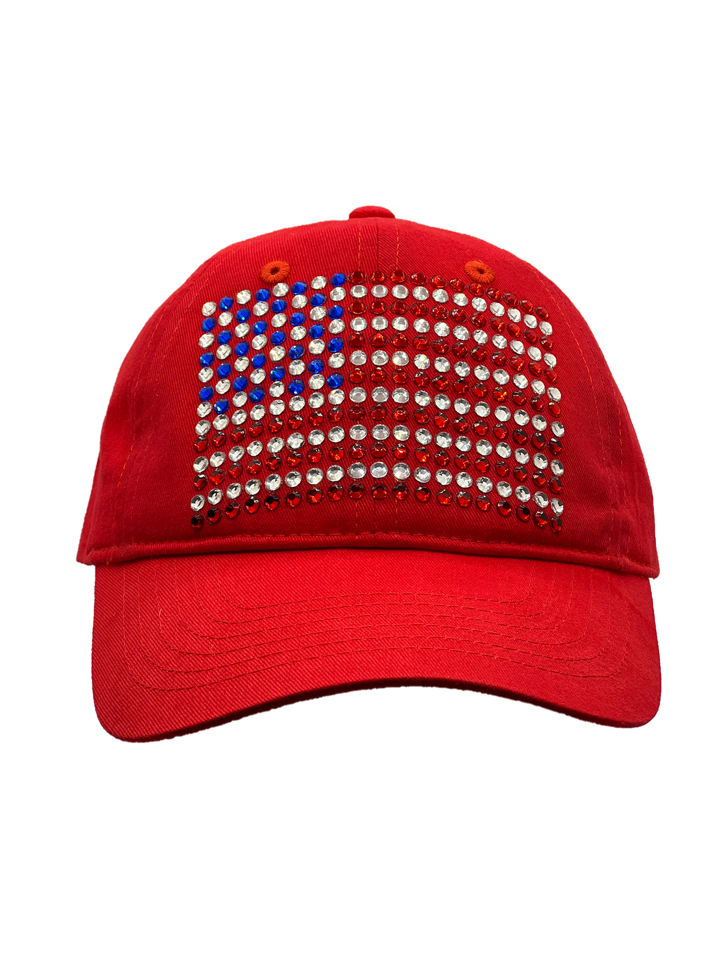 AMERICAN FLAG IN RWB CRYSTALS CAP