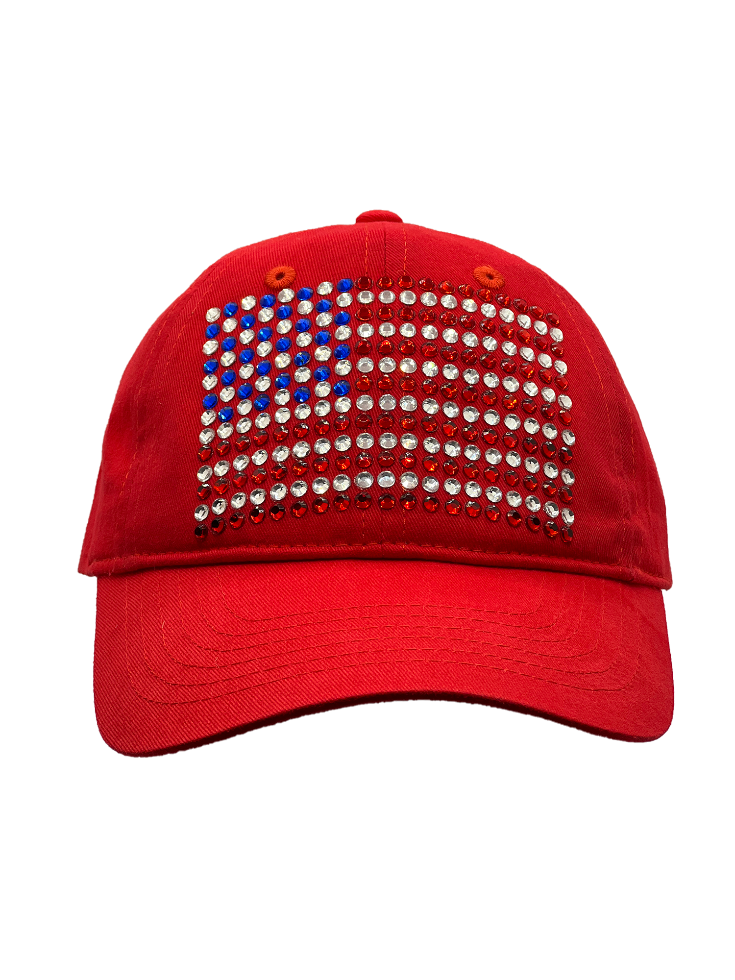 AMERICAN FLAG IN RWB CRYSTALS CAP