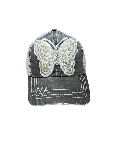 CLEAR CRYSTAL BUTTERFLY CAP