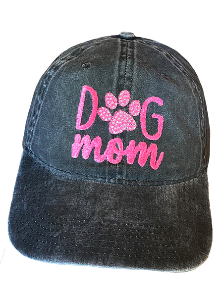 DOG MOM WITH CRYSTALIZED PAW CAP