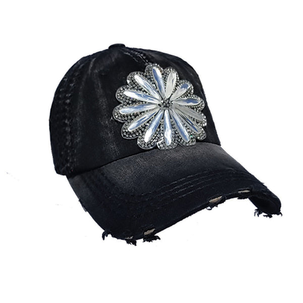 Vintage Crystal Flower Cap
