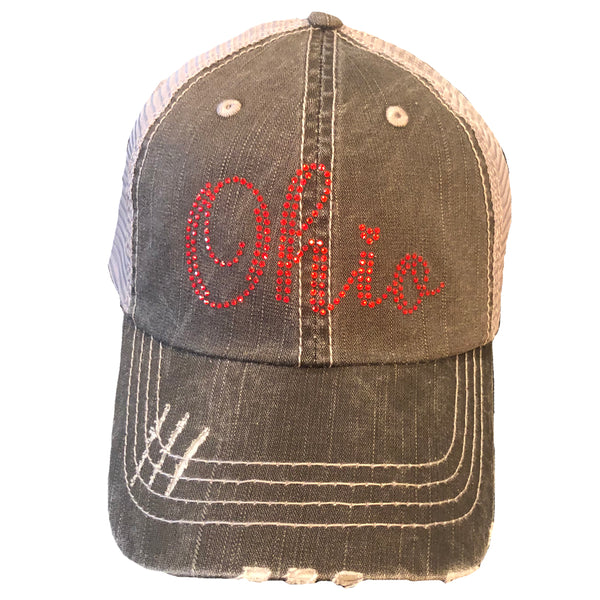 Ohio Red Crystals Mesh Cap